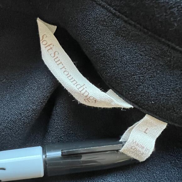 Soft Surroundings Poet Blouse Large Black Ruffle Long Sleeve - Picture 2 of 10